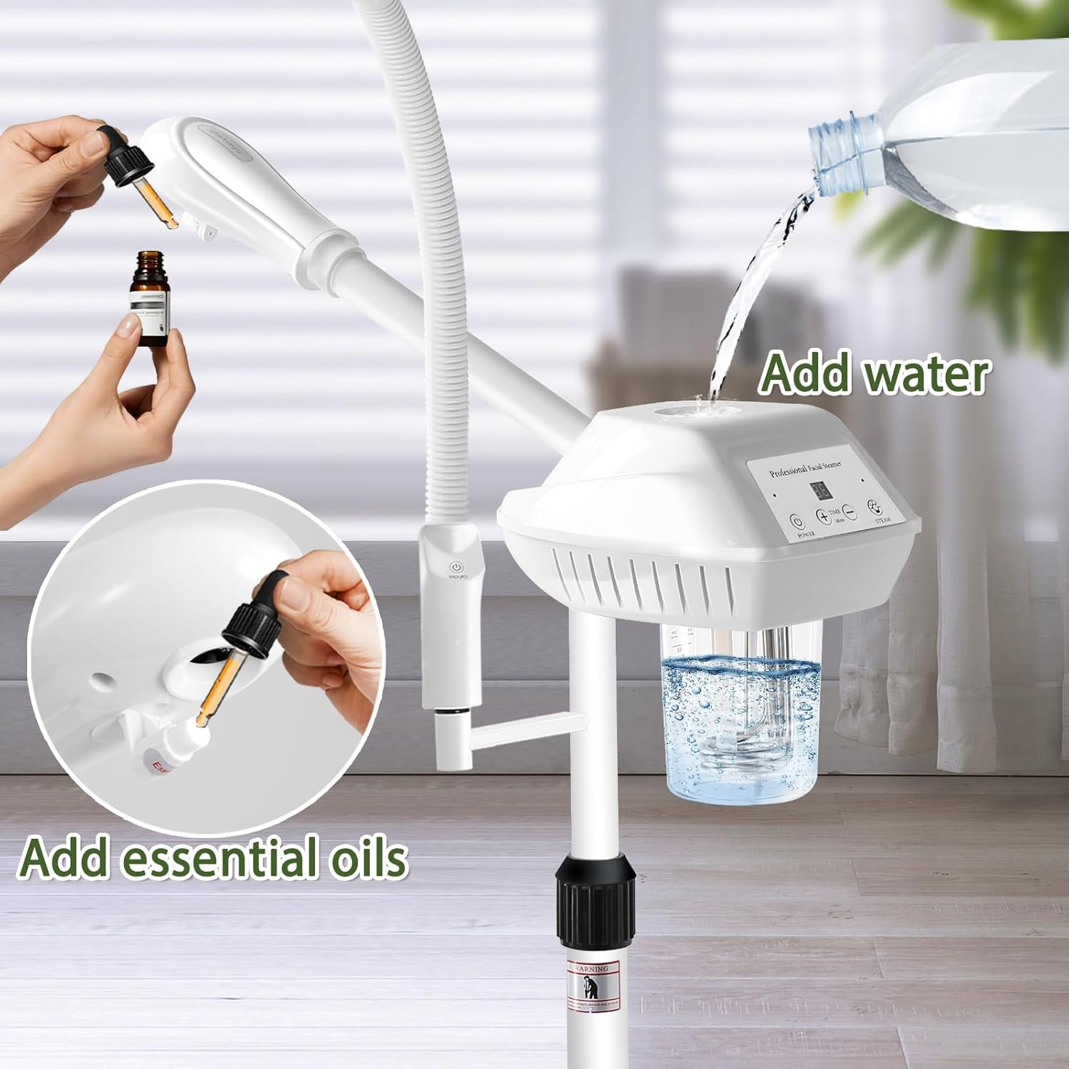 Professional Facial Steamer for Deep Hydration,2In1 Ozone Face Steamer with 5X M