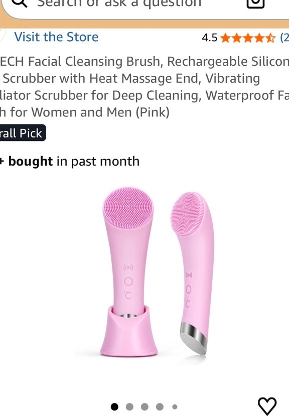 Facial Cleansing Brush, Rechargeable Silicone Face Scrubber with Heat Massage