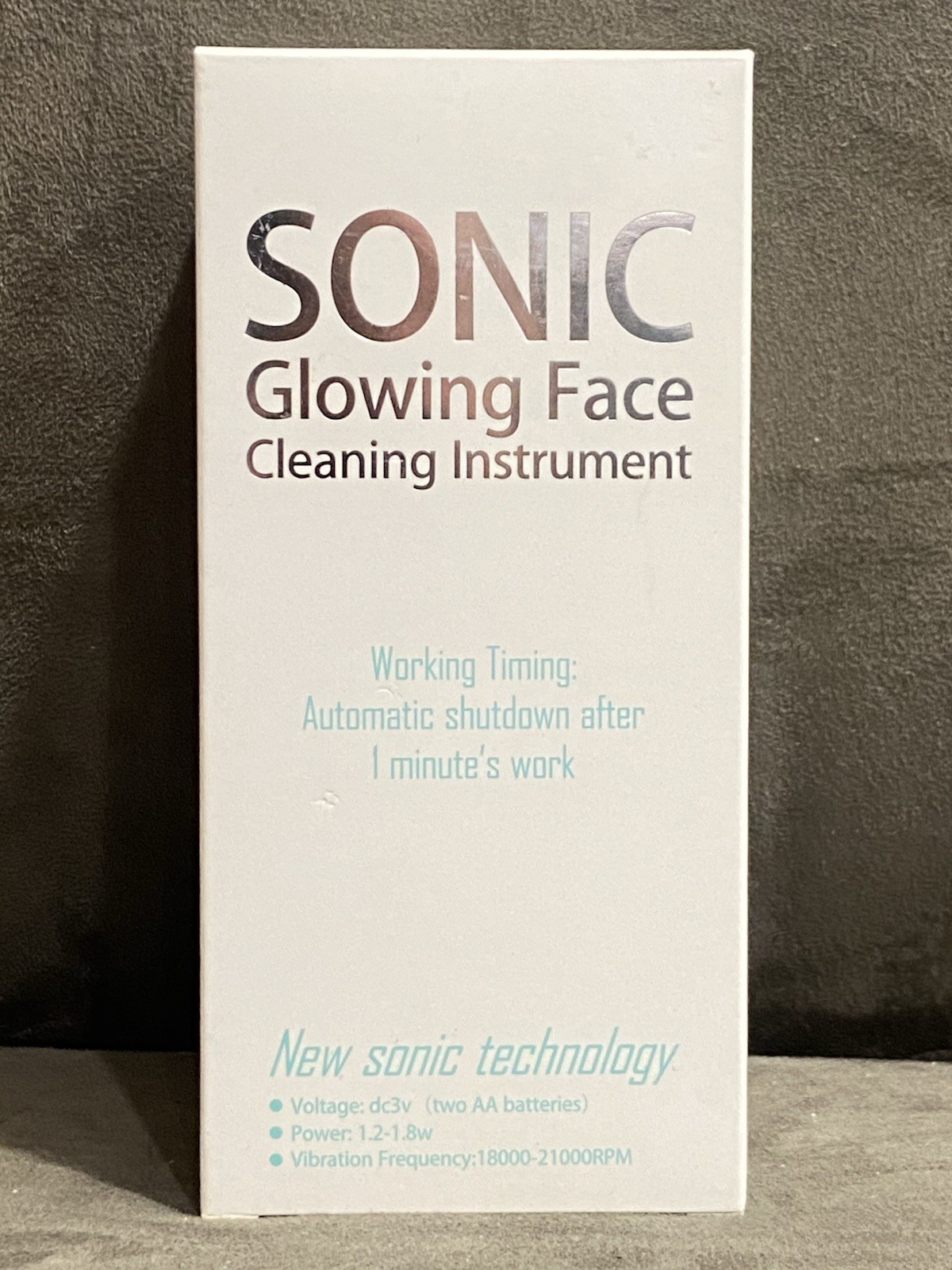 SONIC GLOWING FACE MIRA WHITE BATTERY OPERATED FACIAL CLEANING SPIN BRUSH – NEW!