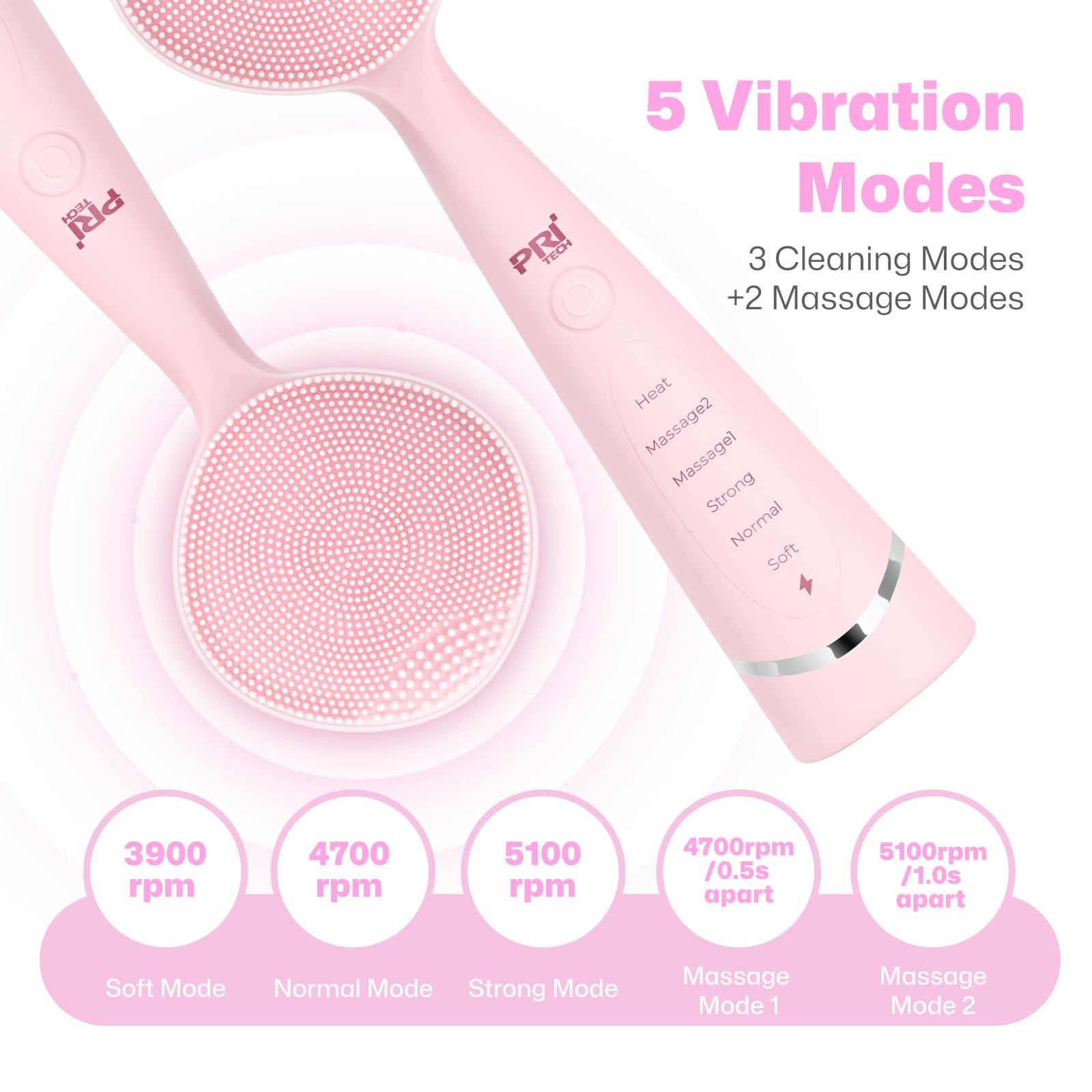Cleansing Brush with Vibrating, Rechargeable Silicone Scrubber for Deep Pore …