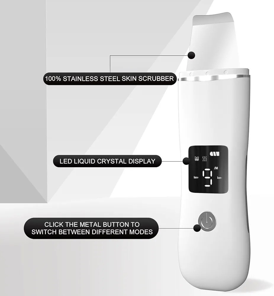 Face Scrubber Skin Spatula – Blackhead Remover with 4 Modes, Pore Extractor Face