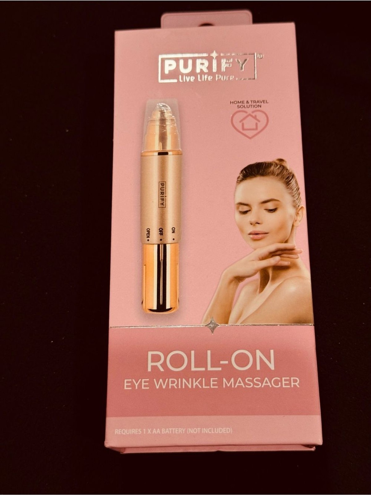 Purify Roll-On Eye Wrinkle Massager Gold Anti-Aging Skin Tool NIB