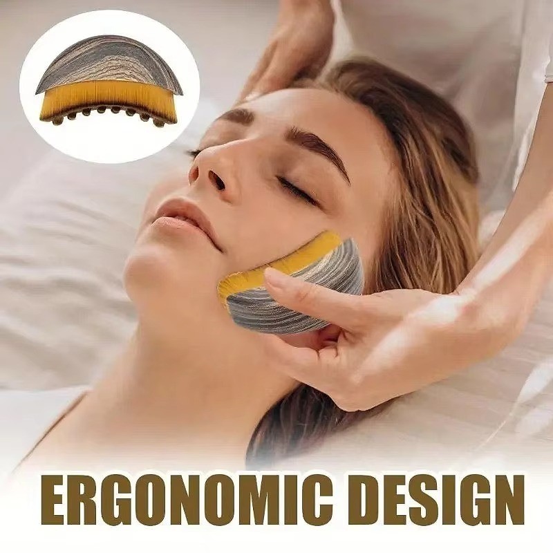 2Pcs Lymphatic Contour Face Brush Dry Massage Double Chin Jawline Sculpting Tool