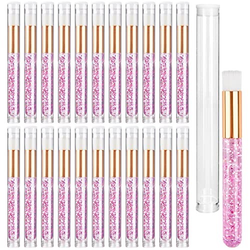 40-Piece Pink Lash Shampoo Brushes Set – 20pcs Glitter – 20 Brushes + 20 Tubes