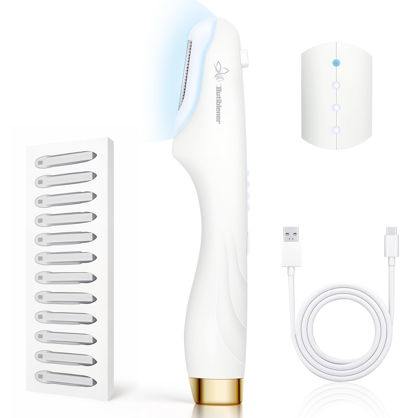 Sonic Dermaplane Tool for Women – Face Shaver & Peach Fuzz Remover + 12 Blades