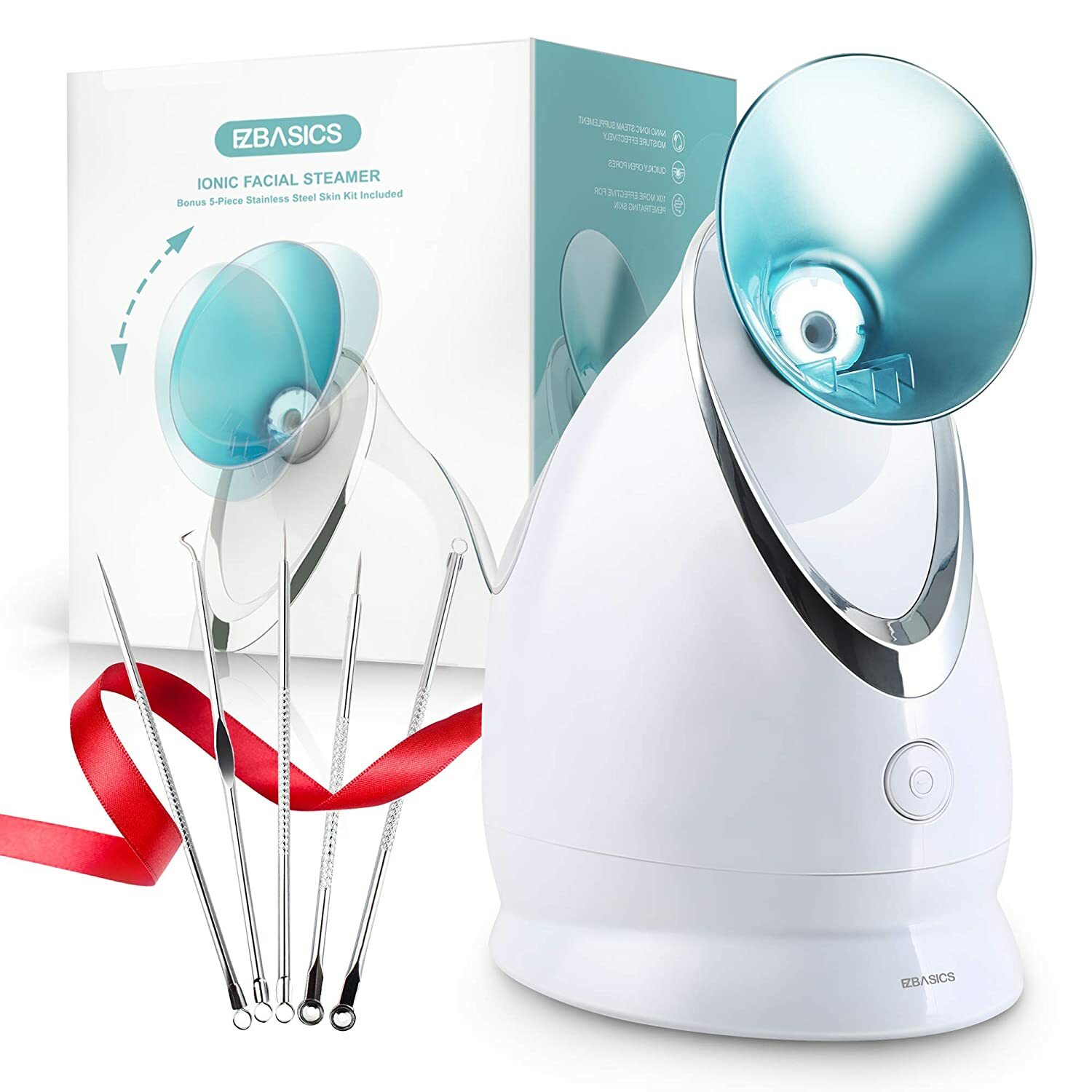 Facial Steamer EZBASICS Ionic Face Steamer W/ 5-Piece Stainless Steel Skin Kit