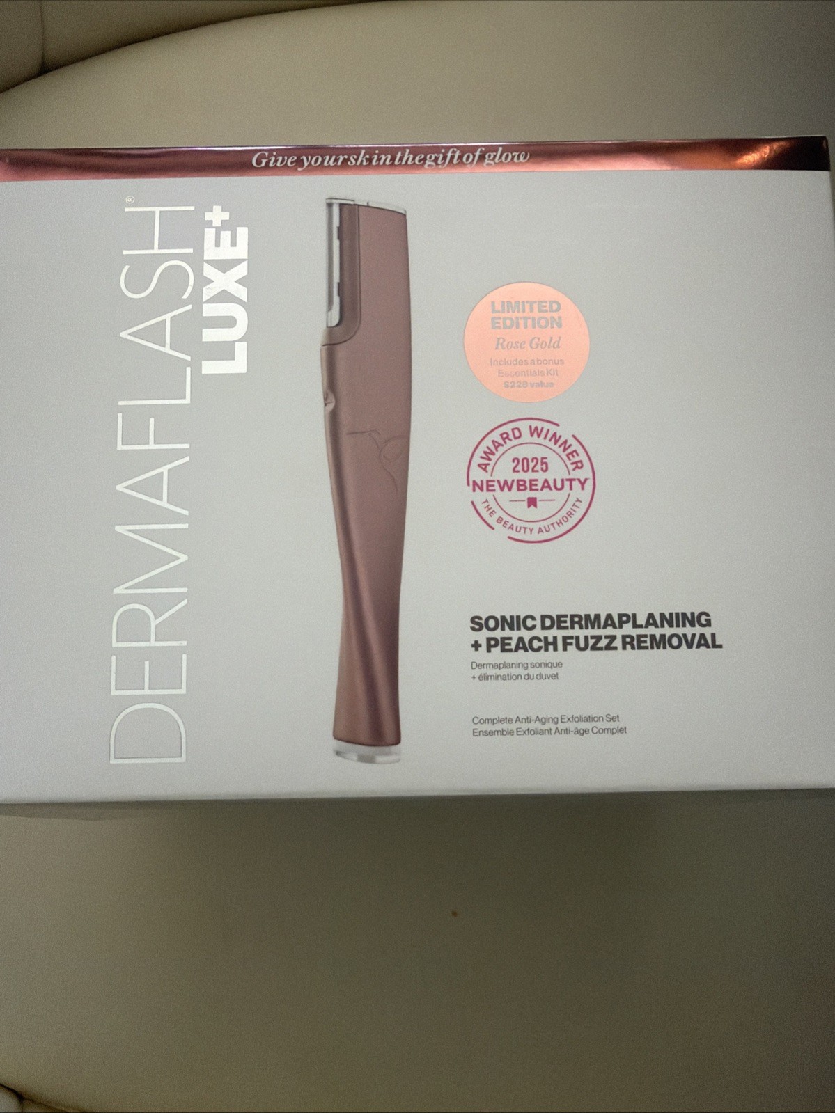 DERMAFLASH Luxe+ Plus Advanced Dermaplanning & Peach Fuzz Removal, Rose Gold