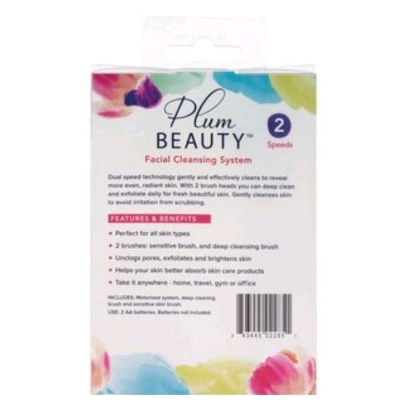 Plum Beauty Facial Cleansing System 2 Brush Heads Cleanses & Exfoliates