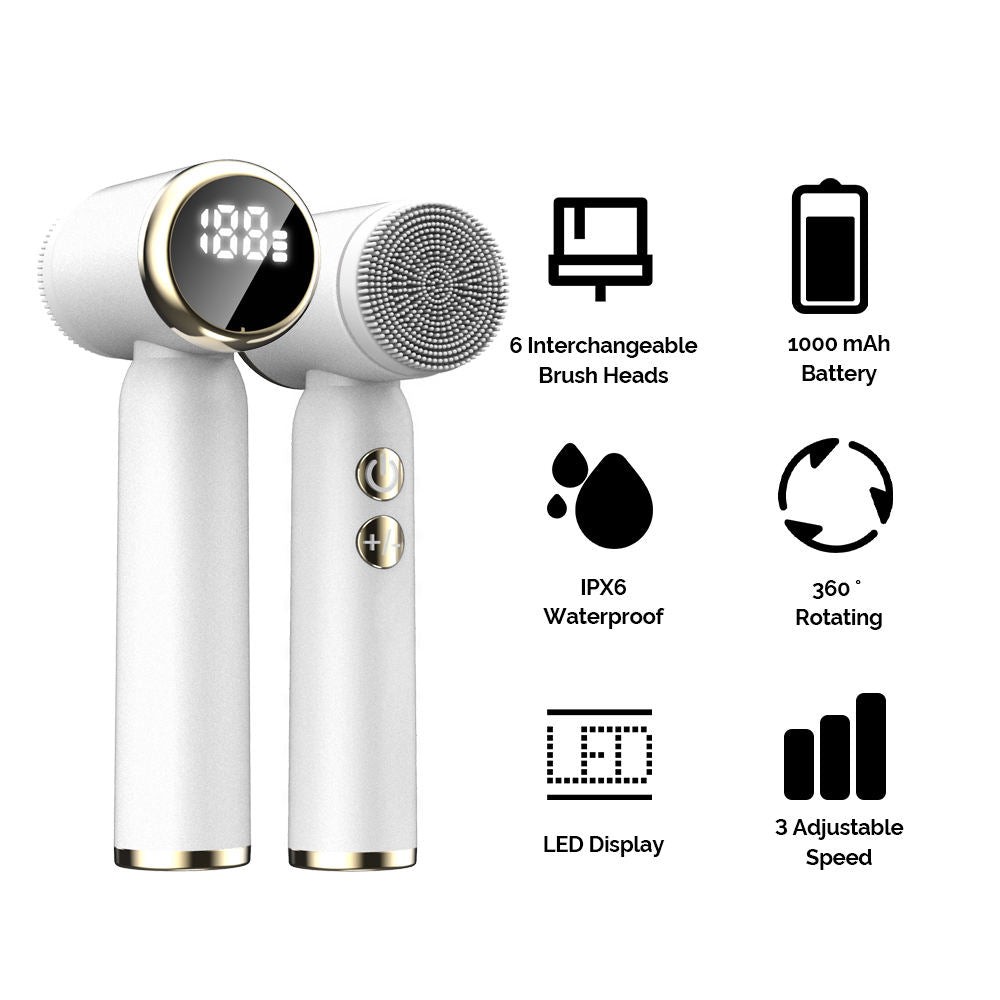 6-In-1 Hot And Cold Facial Cleanser Display Cleansing Brush Ultrasonic Facial Cl