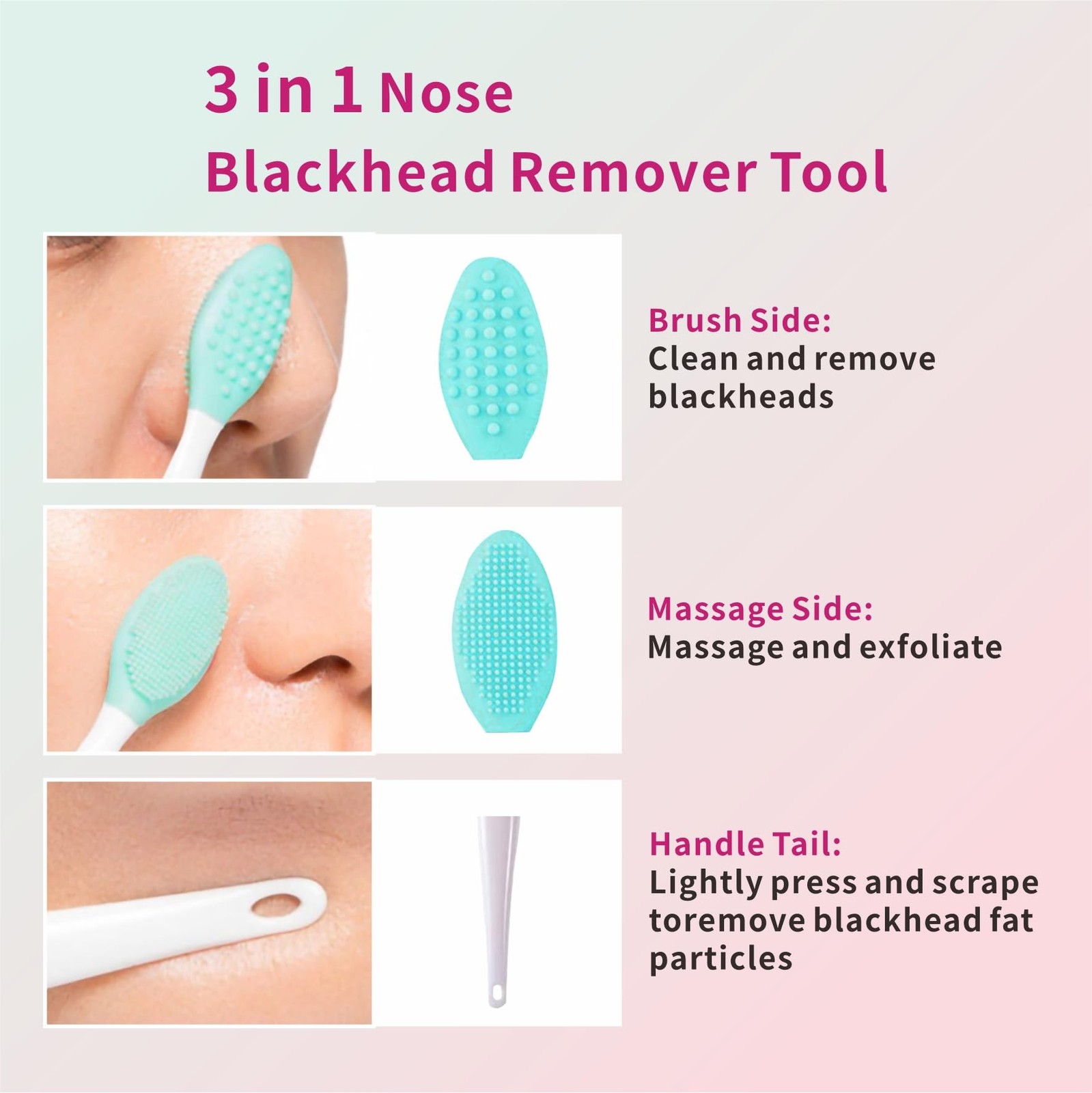 REVEX Silicone Nose Blackhead Remover Tool Set,Blackhead Pink and Mint Green