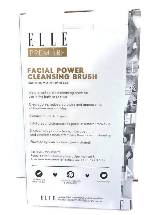 Elle Premier Facial Power Cleansing Brush 2 Heads Included NEW