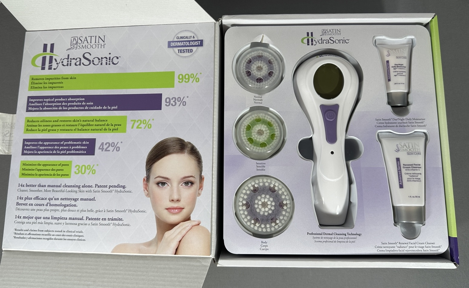 HydraSonic Professional Dermal Cleansing Technology For Face & Neck Satin Smooth