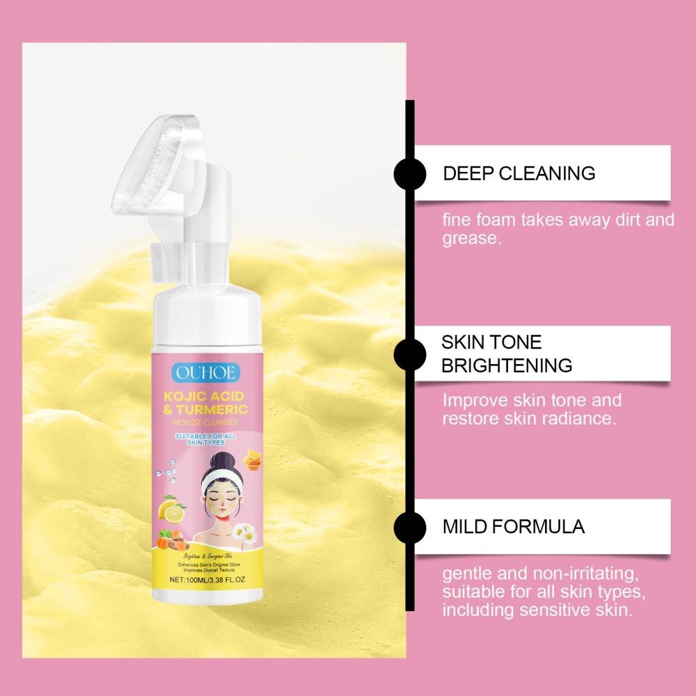Kojic Acid Turmeric Mousse Facial Cleanser Moisturizing