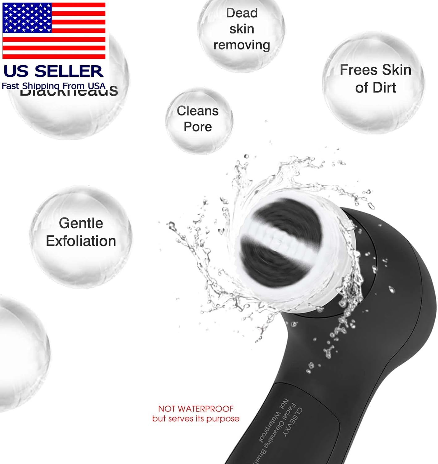 Facial Cleansing Brush Face Scrubber: Electric Face Spin Cleanser Brushes with