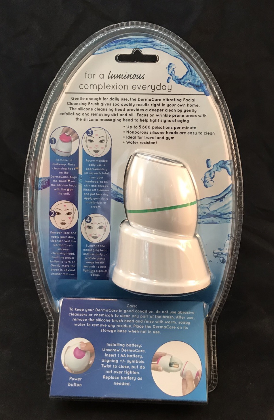 Dermacare VIBRATING FACIAL CLEANSING / MASSAGING BRUSH PINK And GREEN