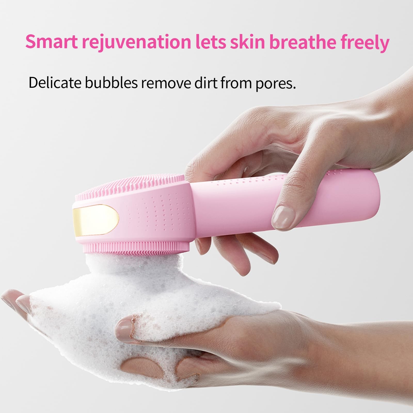 Facial Cleansing Brush Electric – Rechargeable Silicone Face Scrubber, Pink