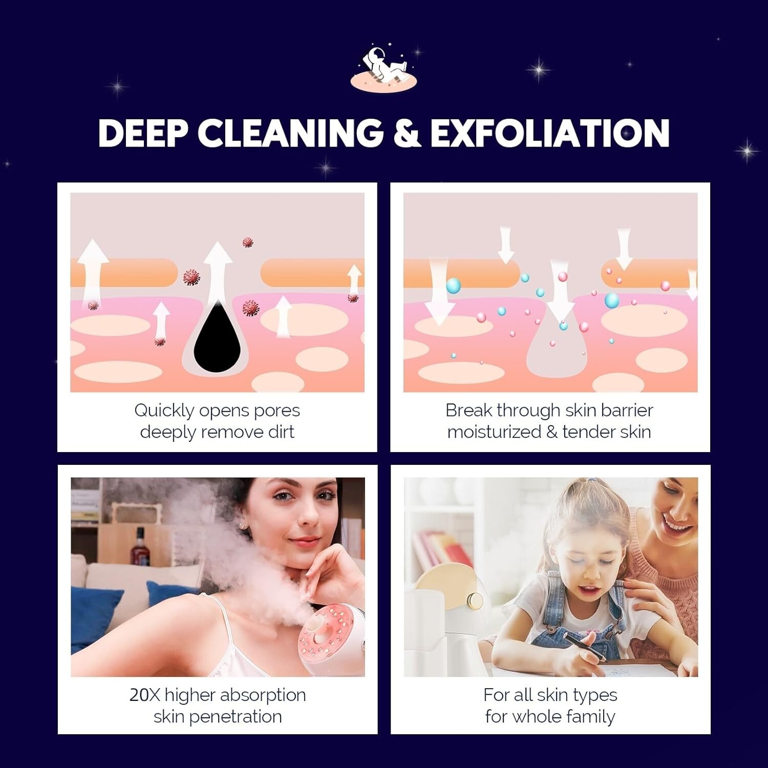Facial Steamer Hot Mist Humidifier Facial Deep Cleaning Led Nano Iconic 3 In 1