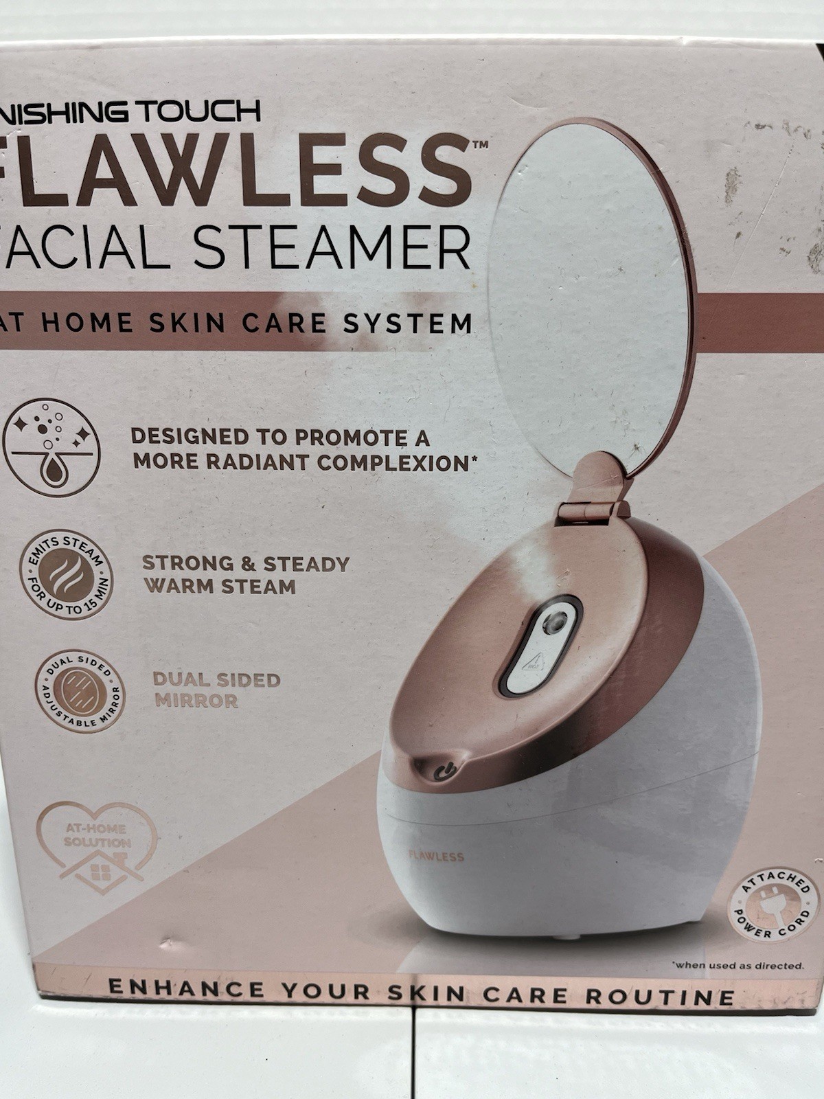 Finishing Touch Flawless Flawless Facial Steamer Electric Dual Sided Mirror New