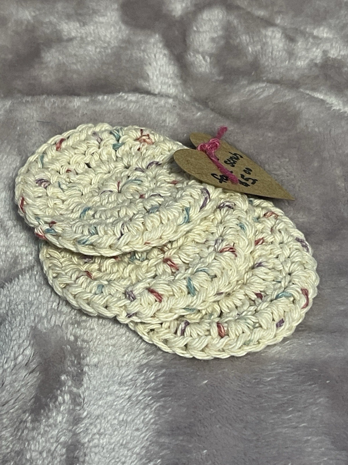 Set of 3 Handmade Multicolor Crochet Cotton Face Scrubbies
