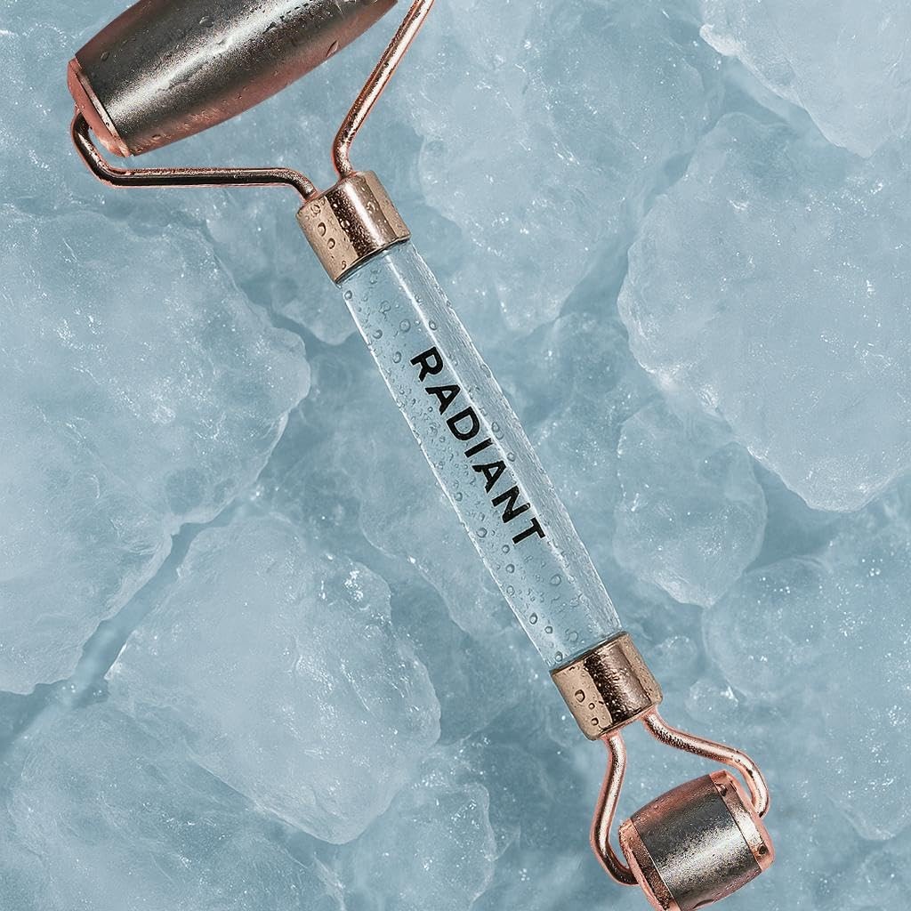 Radiant Skin Essentials Ice Roller for Face, Dual-Head Stainless Rose Gold