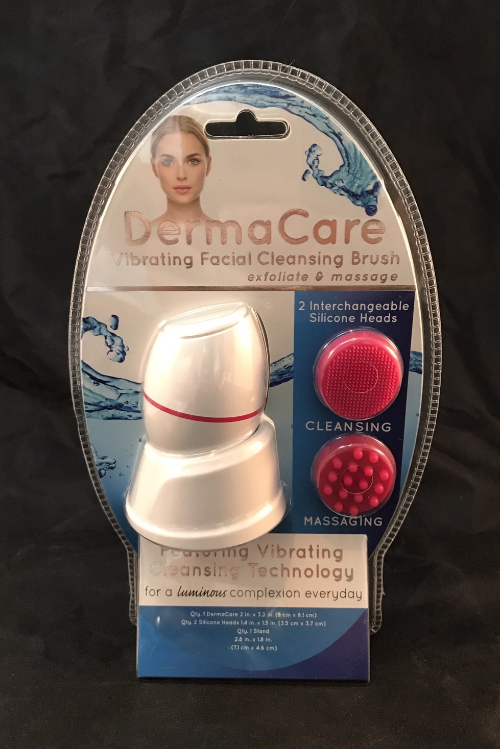Dermacare VIBRATING FACIAL CLEANSING / MASSAGING BRUSH PINK And GREEN