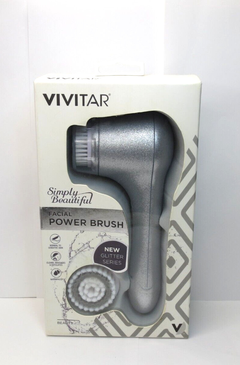 VIVITAR SIMPLY BEAUTIFUL FACIAL POWER BRUSH GLITTER SERIES SILVER BOXED