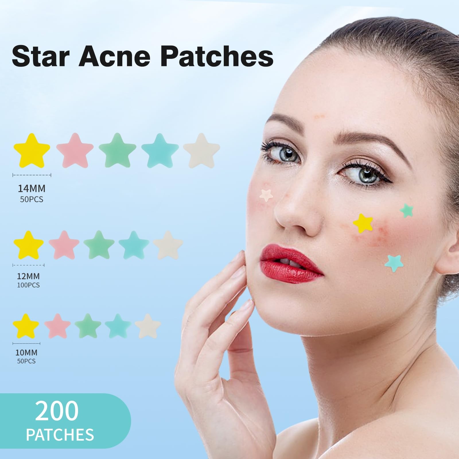 QUSTERE Pimple Patches for Face, Hydrocolloid Acne 200 Count (Pack of 1), red