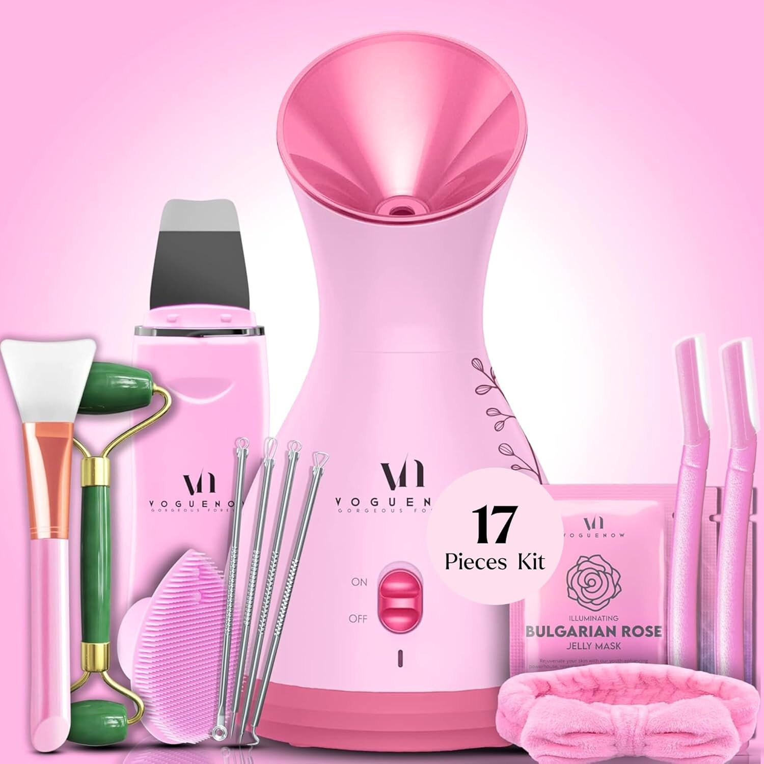 Facial Steamer Spa Kit with Complimentary 17 Skin Care Tools | Face Steamer