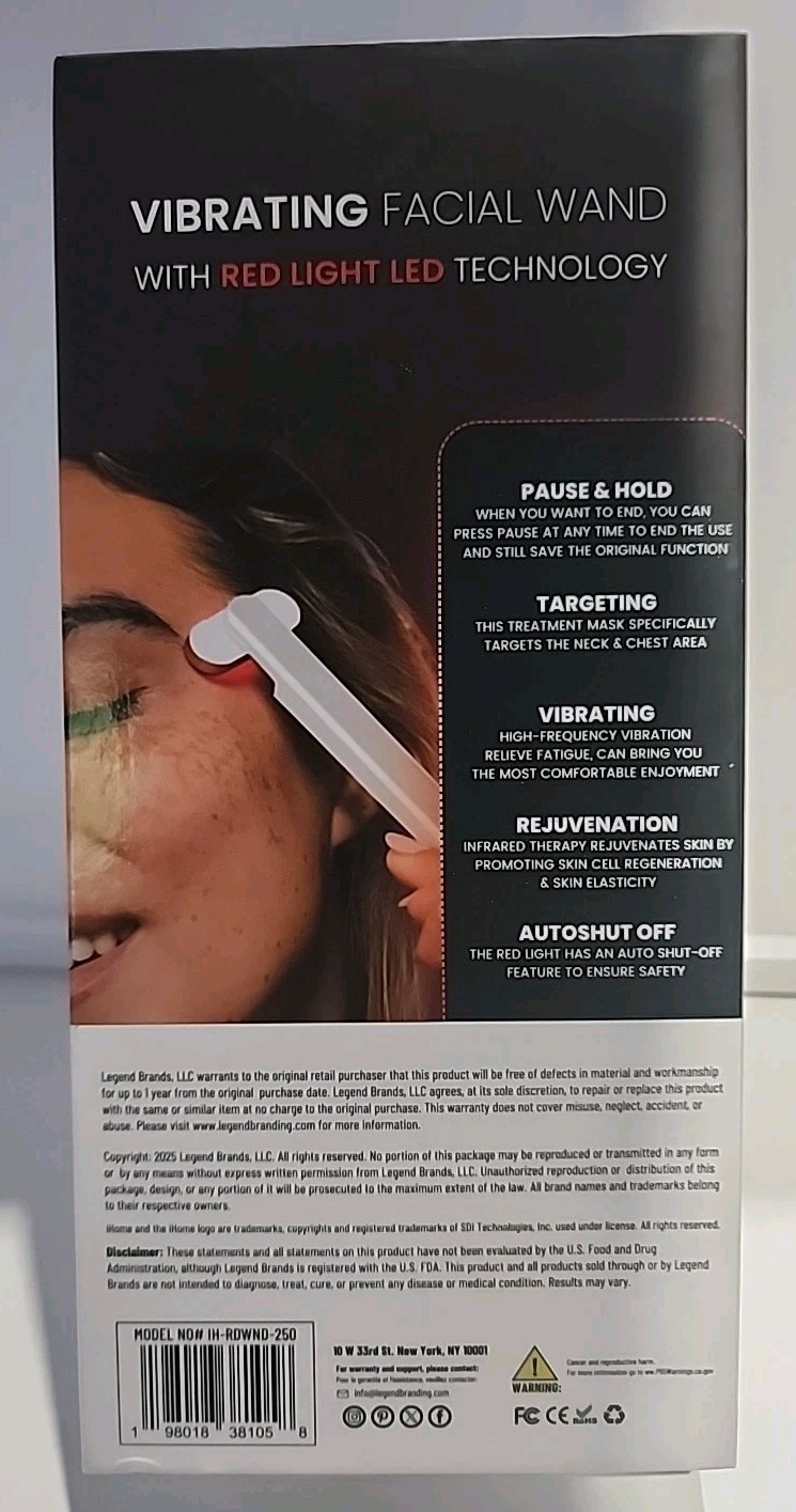 iHome ~ Red Light LED Therapy ~ Vibrating Facial Wand
