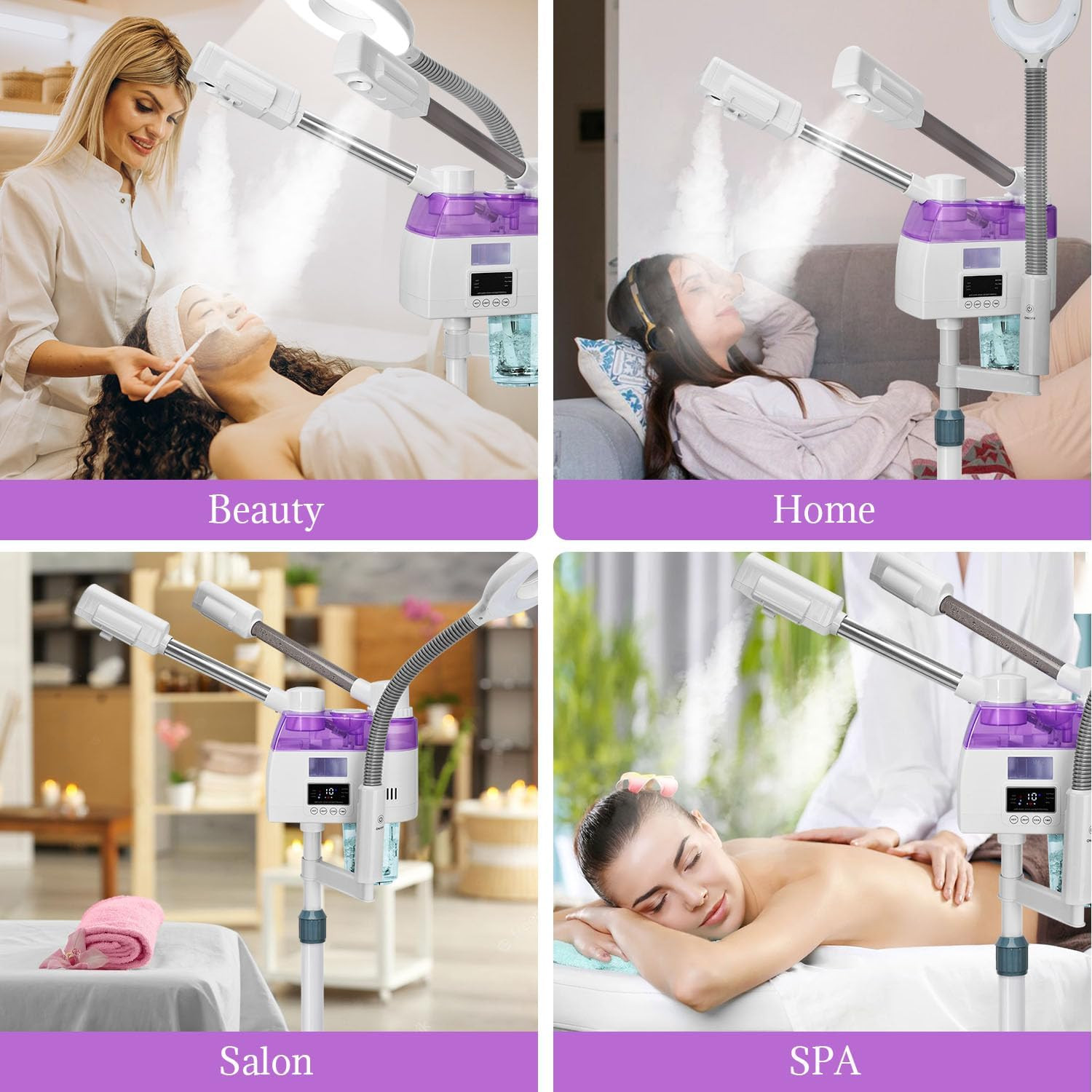 3 in 1 Facial Steamer,Professional Facial Steamer with 5X Magnifying LED Lamp, E