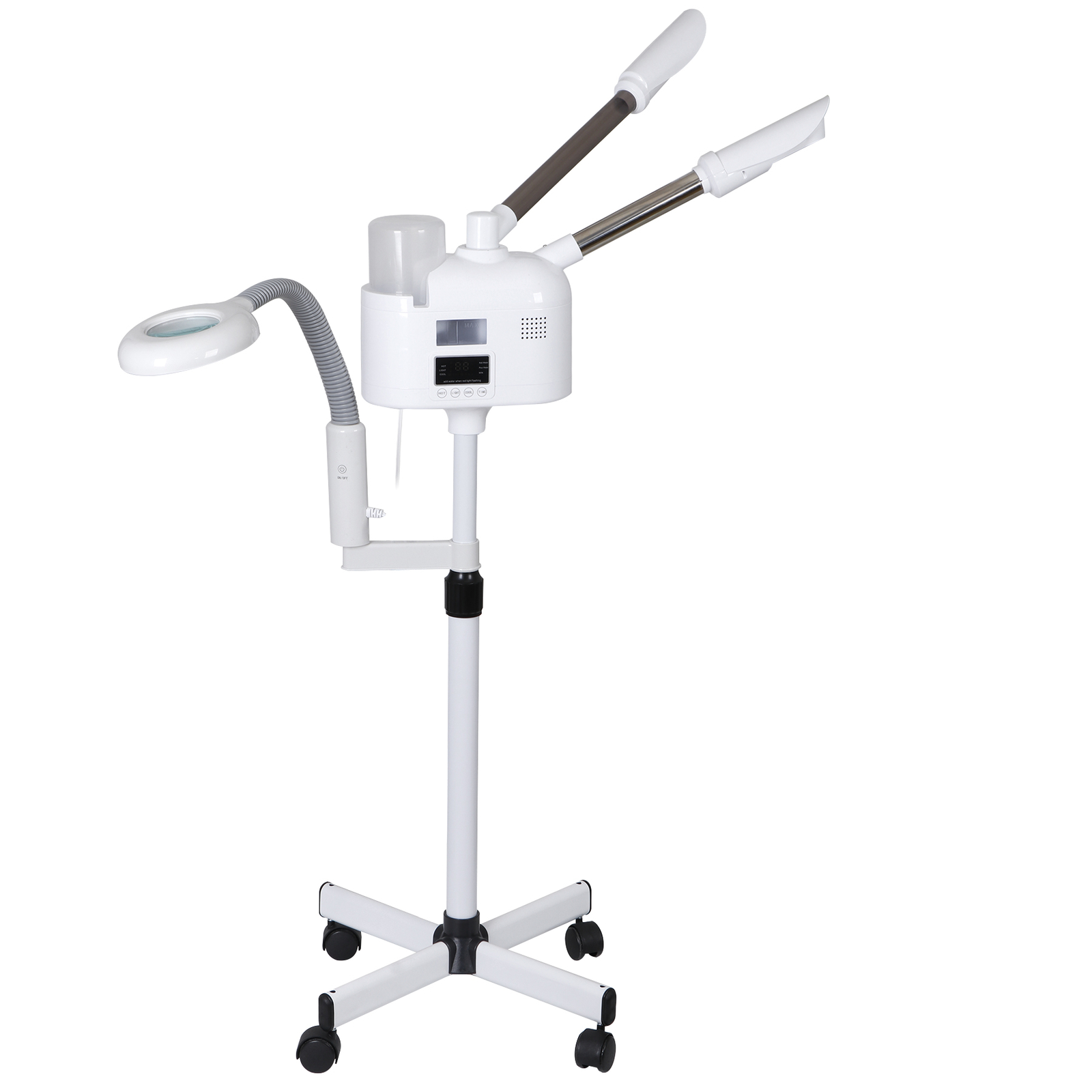 3in1 Facial Steamer on Wheels Ionic Ozone w/5X Magnifying Lamp Hot Mist Function