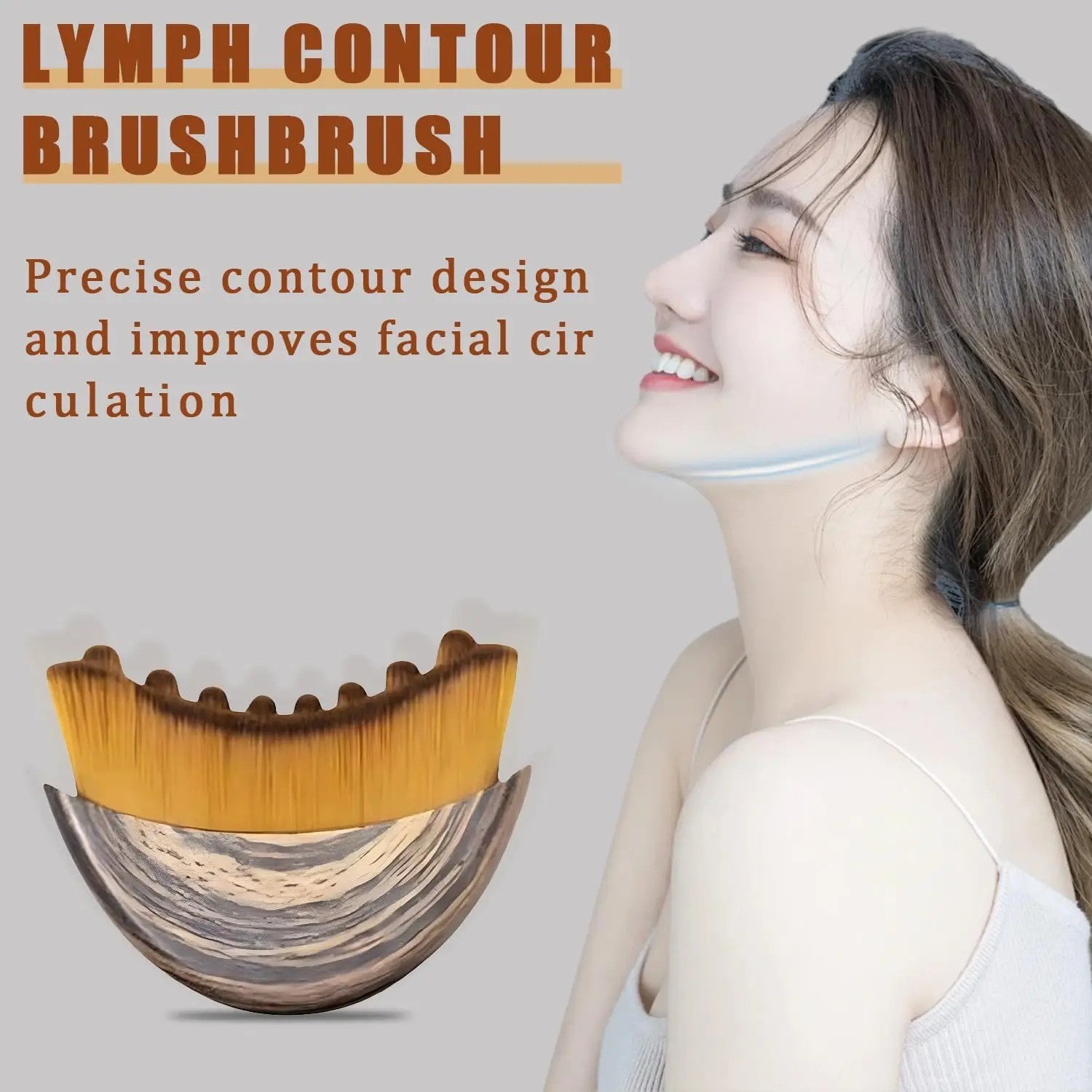 New Lymphatic Contour Face Brush, Dry Brushing Face Brush, Lymphatic Drainage