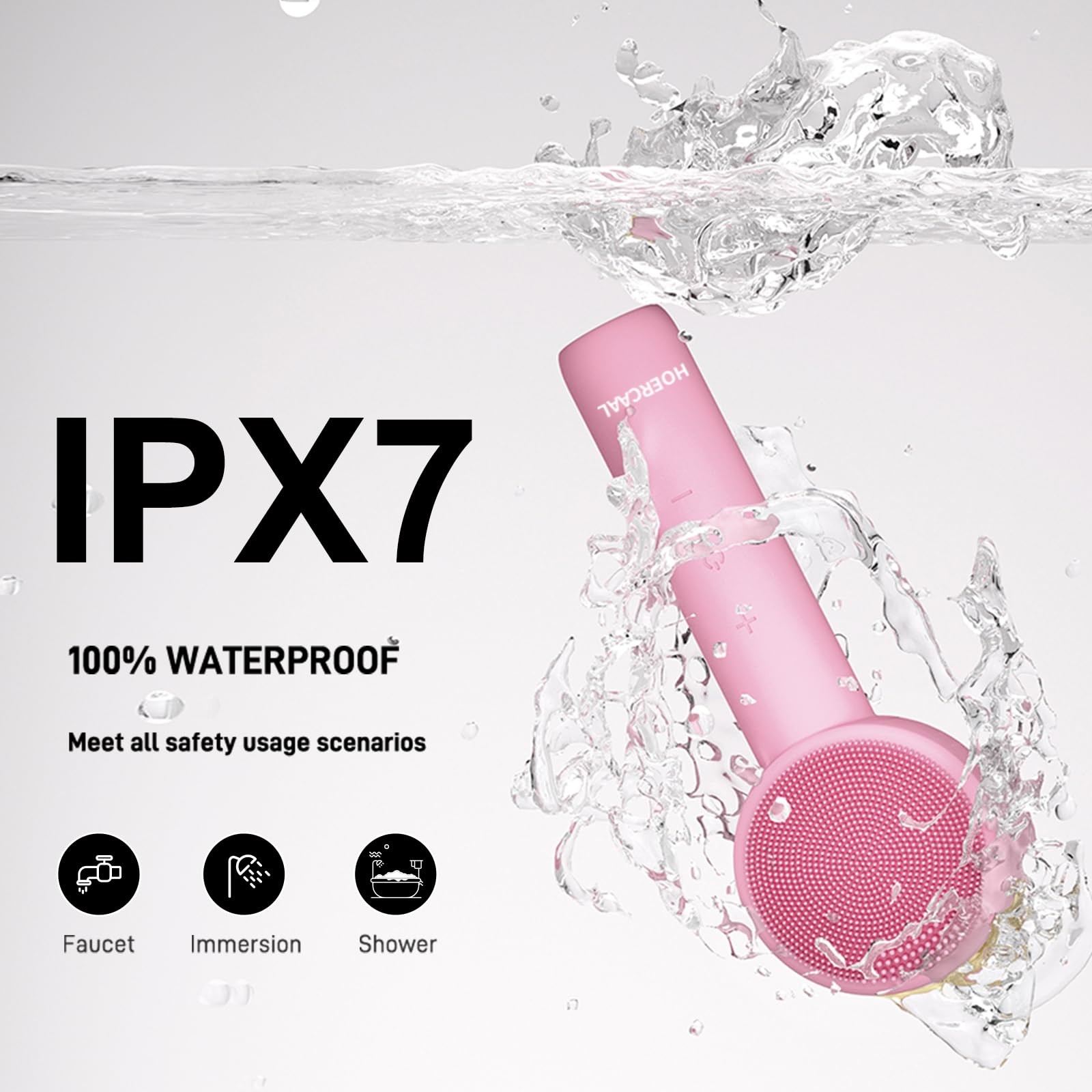 Facial Cleansing Brush Electric – Rechargeable Silicone Face Scrubber, Pink