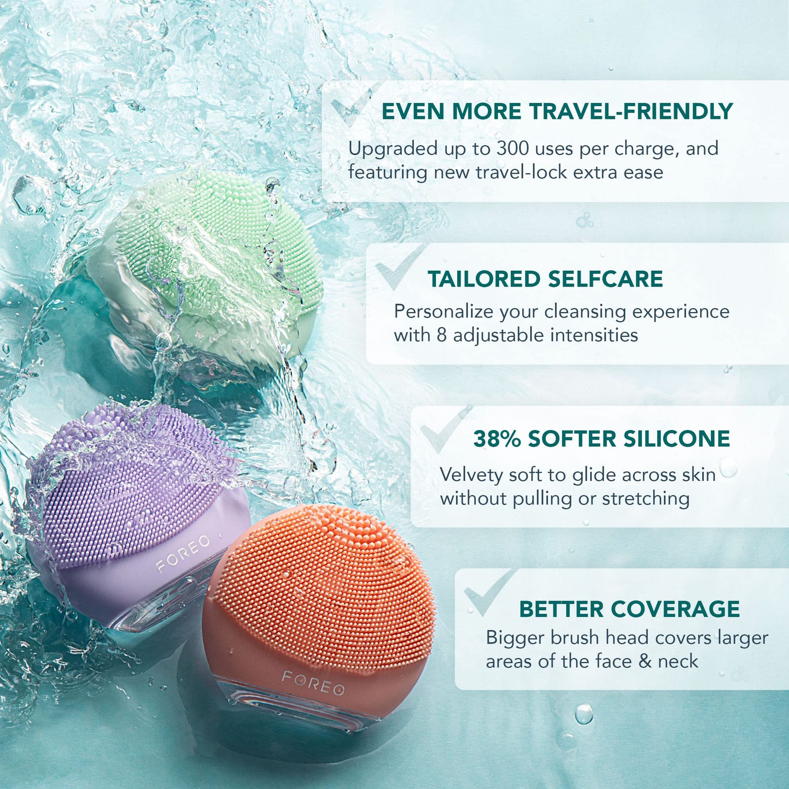 FOREO Luna 4 go Face Cleansing Brush & Firming Massager – Premium Evergreen