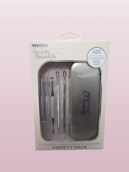 VIVITAR SIMPLY BEAUTIFUL STAINLESS STEEL PORE EXTRACTORS VARIETY PACK NWB 3 SETS