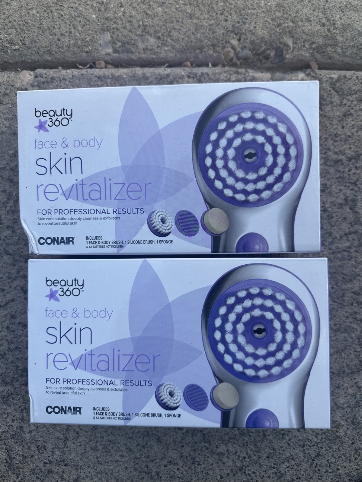 Lot of 2 – Battery Powered Waterproof Face Body Cleansing Exfoliating 3 Brushes