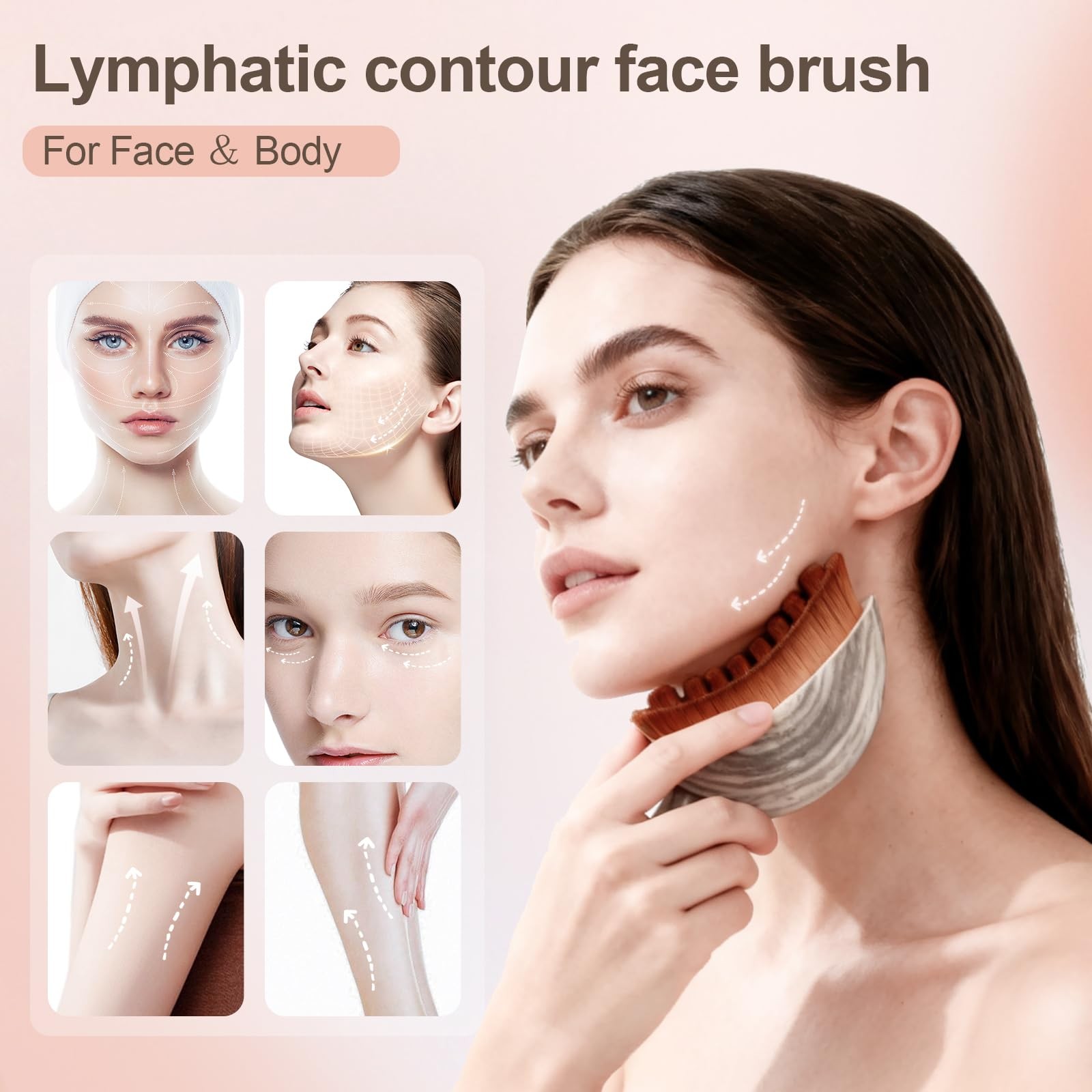 Lymphatic Contour Face Brush Manual Lymphatic Drainage Massager Natural Makeup