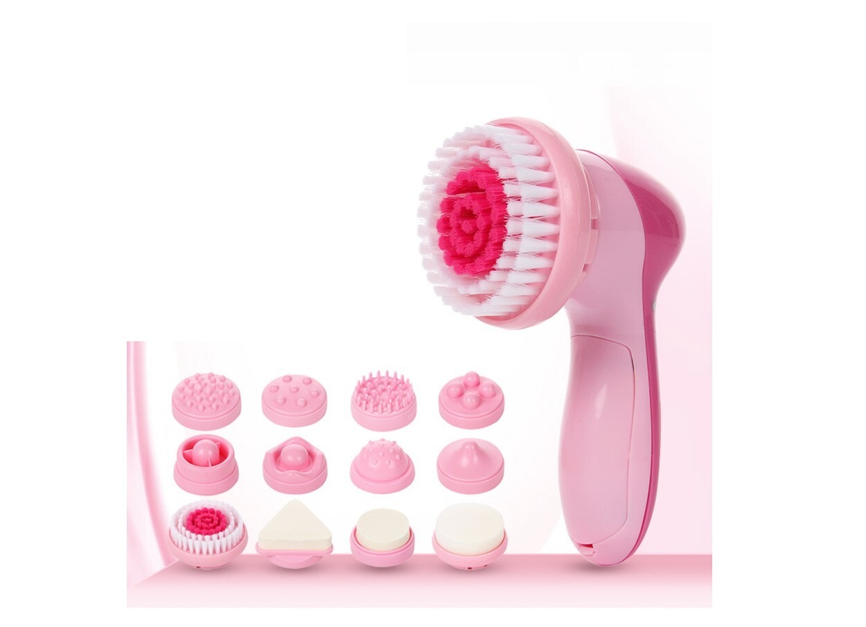 Electronic Face Brush 12 In 1 Facial Massager 12 Heads Skin Care Deep Exfoliate