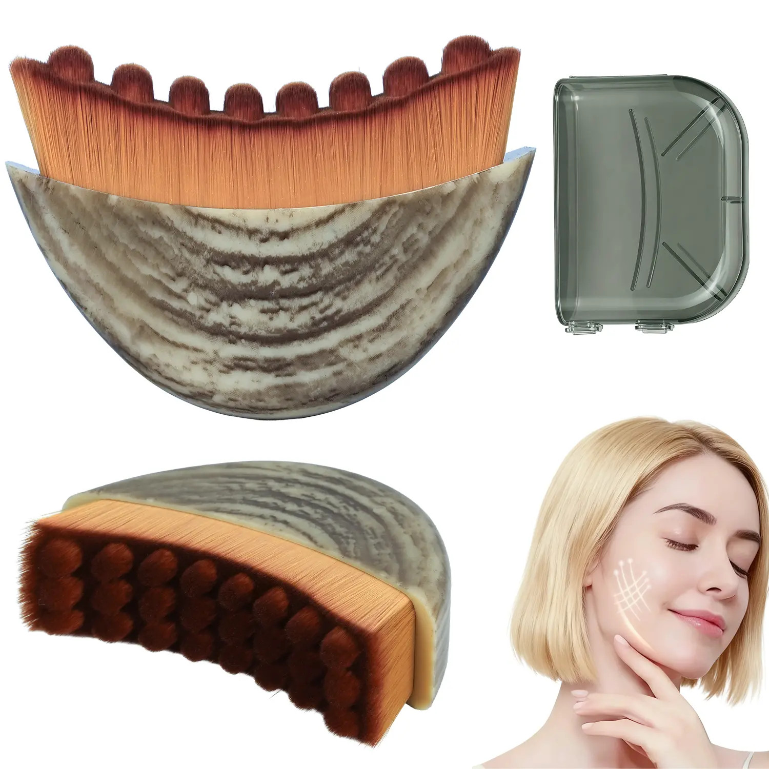 Cotsoco Lymphatic Contour Face Brush for Jawline & Chin Sculpting, Soft Bristles