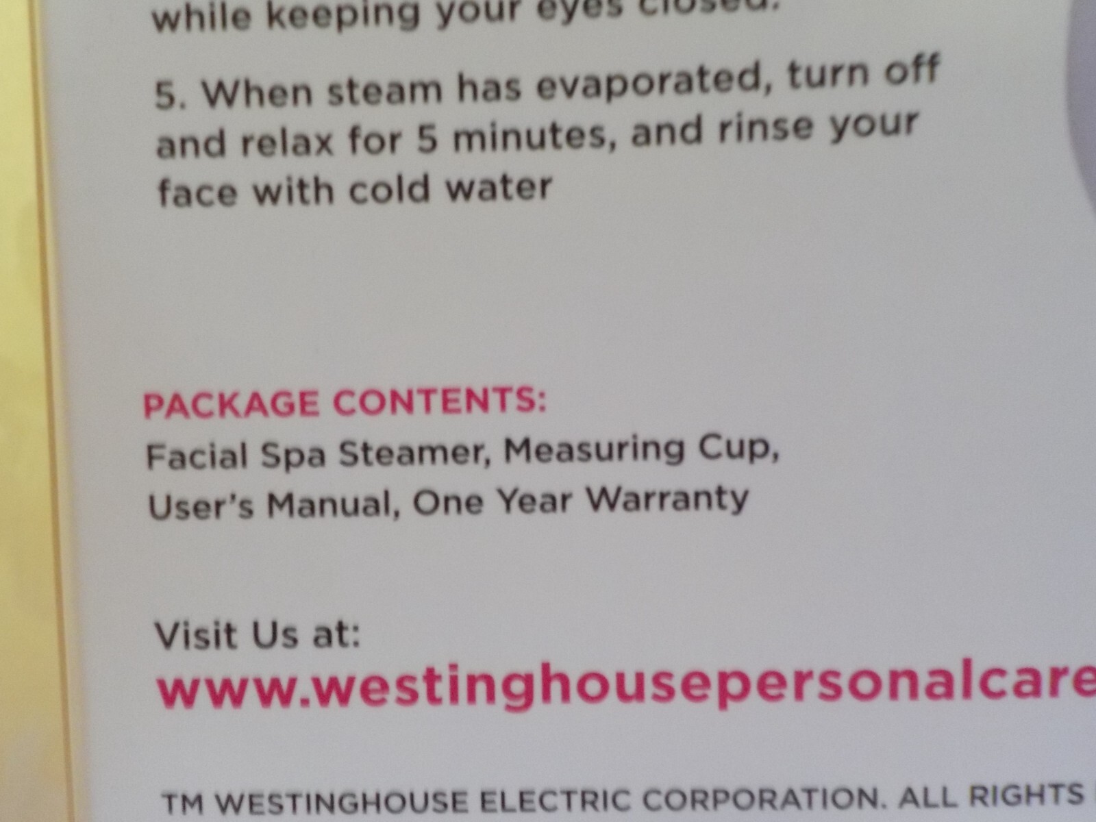 Westinghouse Facial Spa Steamer NIB Full Cover Easy Use Control Infuse Hydrates