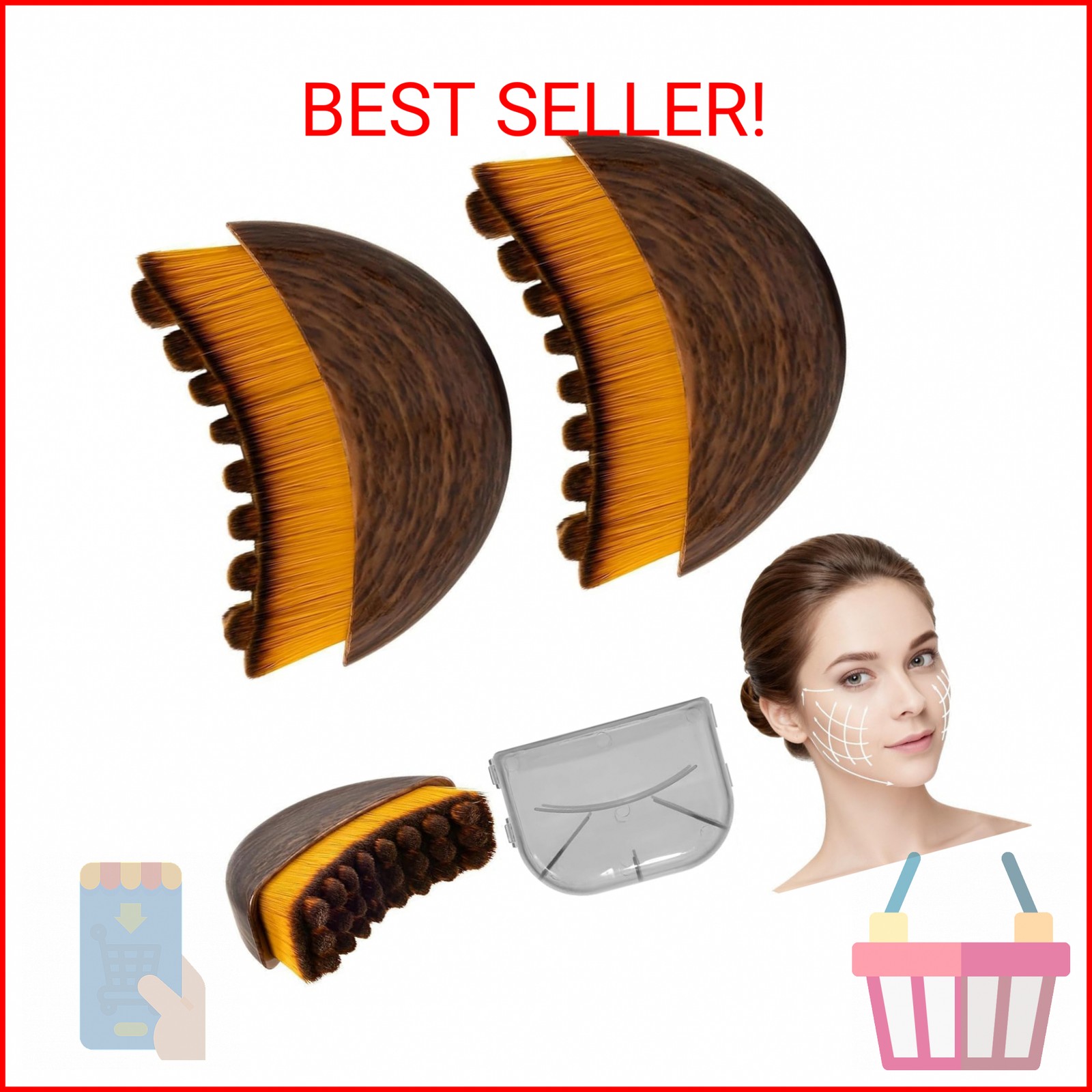 2pcs New Lymphatic Contour Face Brush, Dry Brushing Face Brush, Massager for Fac
