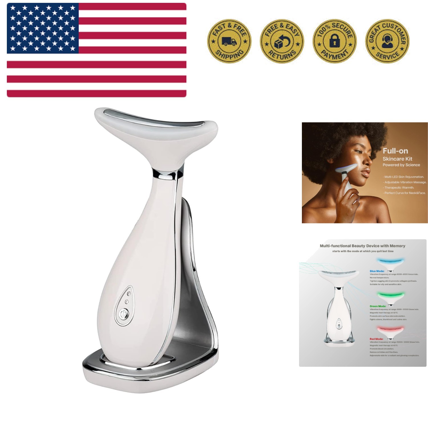 Neck Face Massager, Face Sculpting Tool, Skin Rejuvenation Device with Therma…