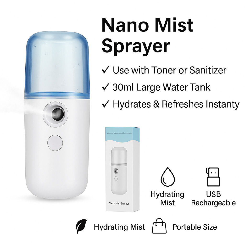 2pcs 30ml Nano Facial Steamer Mister Humidifier Face Mist Sprayer Atomizer