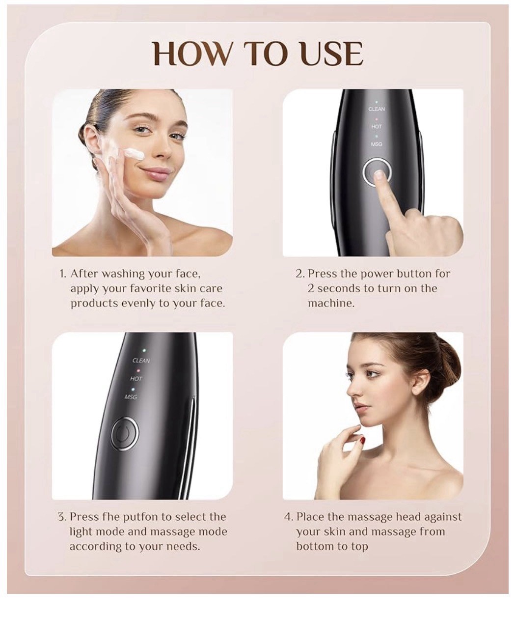 Dopsikn 7 Color LED Facial Massager Face & Neck, Vibrating, Heat, Black