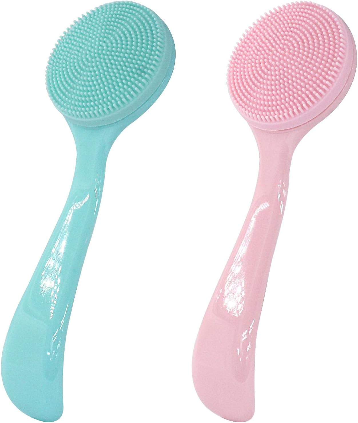 2 Pack Silicone Facial Cleansing Brush, Skin Friendly Waterproof Face Scrubber E