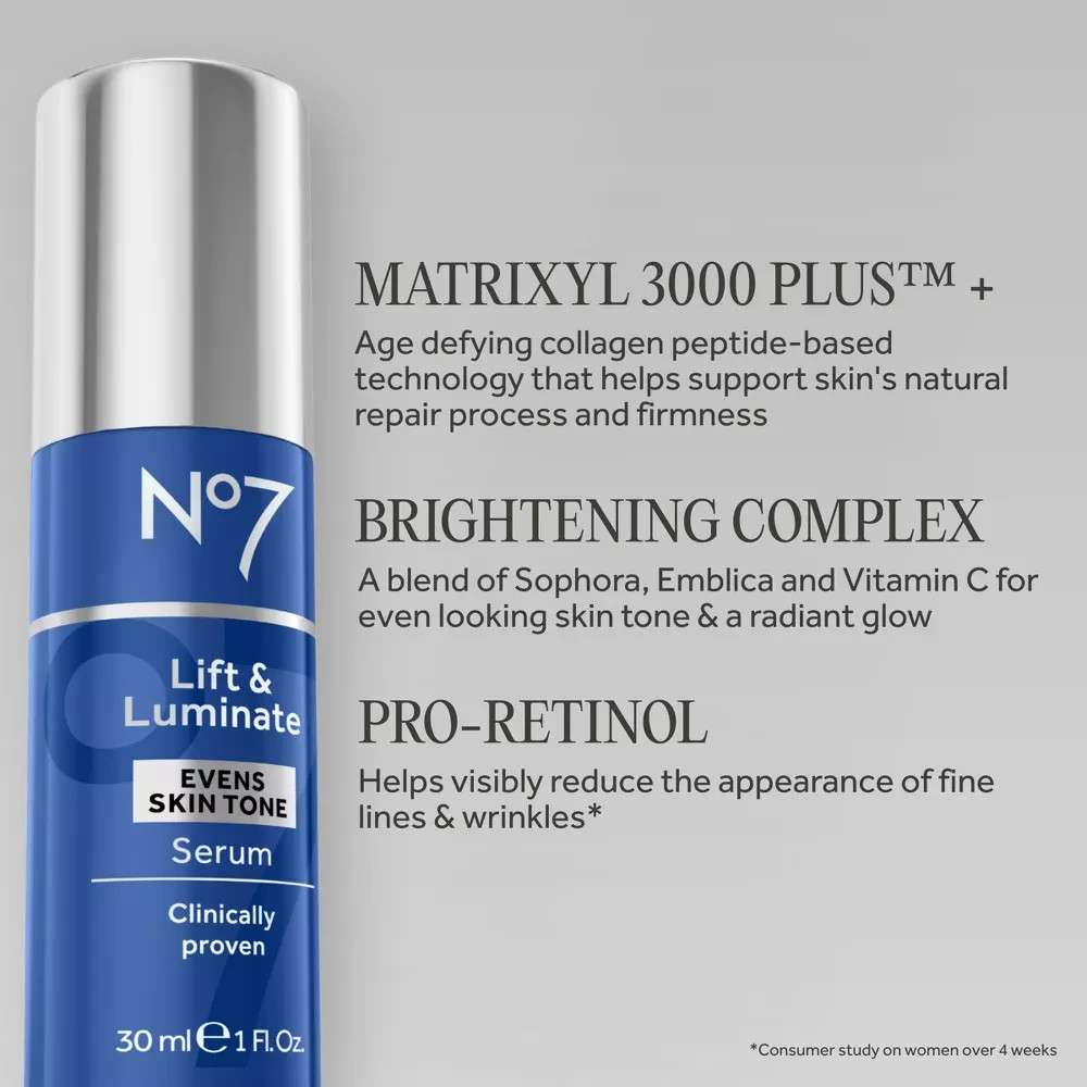 No7 Lift & Luminate Anti-Aging Face Serum – 1 fl oz: Contains Vitamin C,50ml