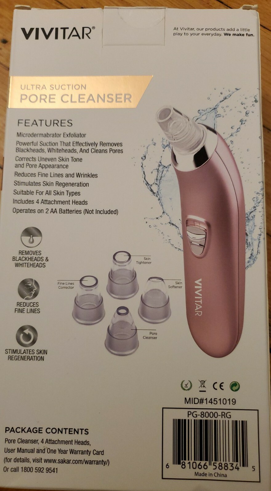 Vivitar PG-8000-RG Microdermabrasion/Facial Pore Cleanser, Vacuum Suction…