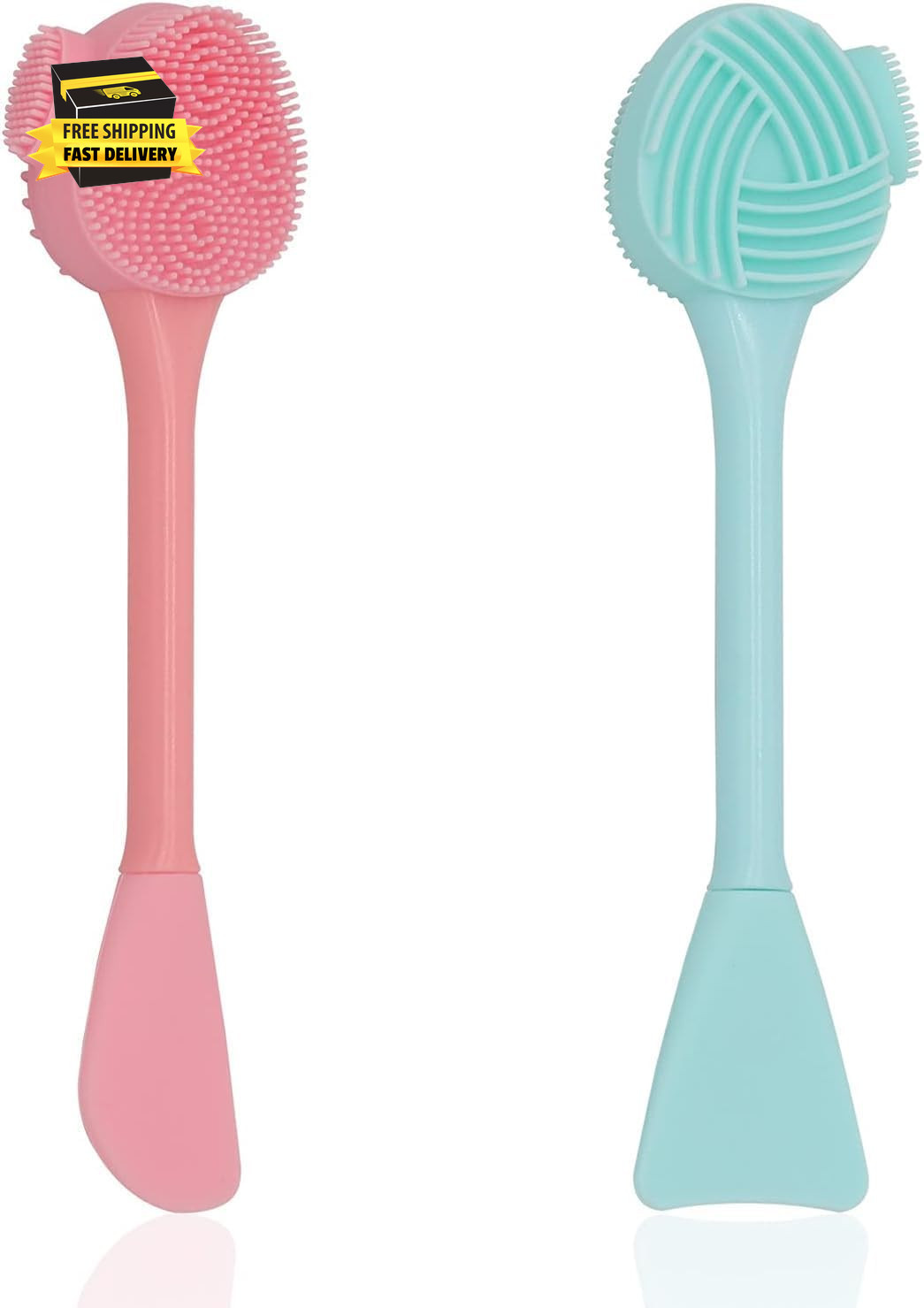 2 Pack Silicone Face Scrubber, 4 in 1 Facial Cleansing Brush, Handheld Face Wash