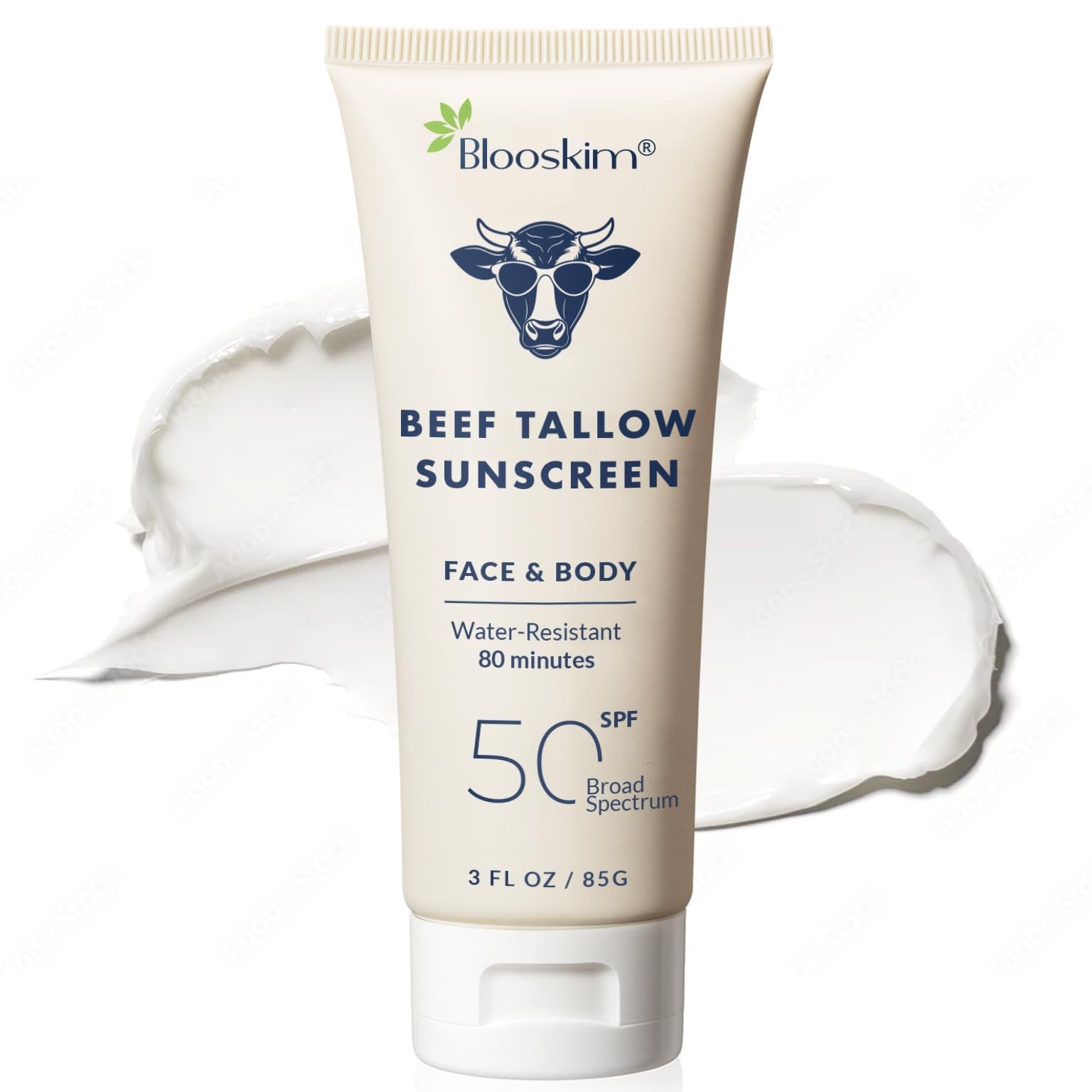 Blooskim Beef Tallow Sunscreen SPF 50: Natural & 3 Ounce (Pack of 1)