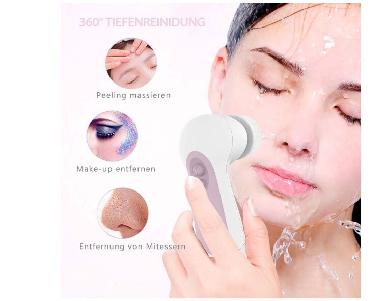 Waterproof Facial Cleansing Spin Brush Set with 5 Exfoliating Brush Heads – NEW